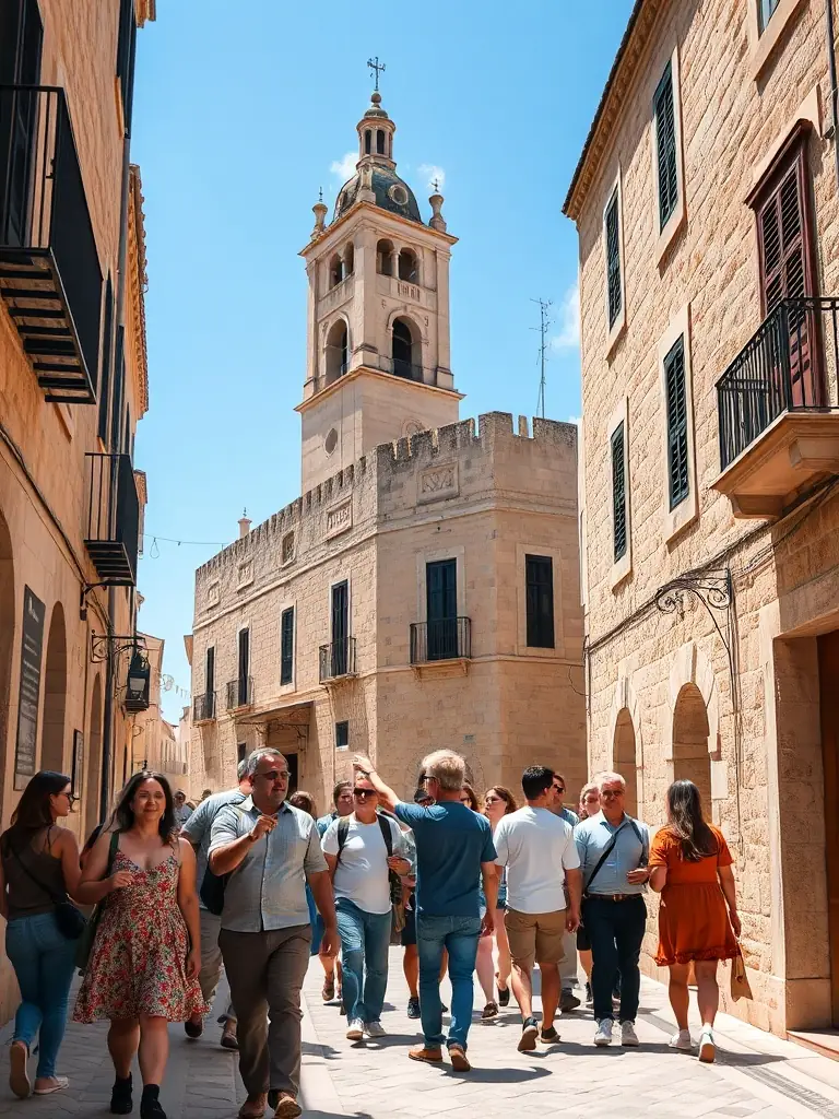 A photo of a guided tour group led by a SOCIETE D'HISTOIRE ET D'ARCHEOLOGIE DE PONS ET SA REGION member, exploring a historical landmark in Pons, France.