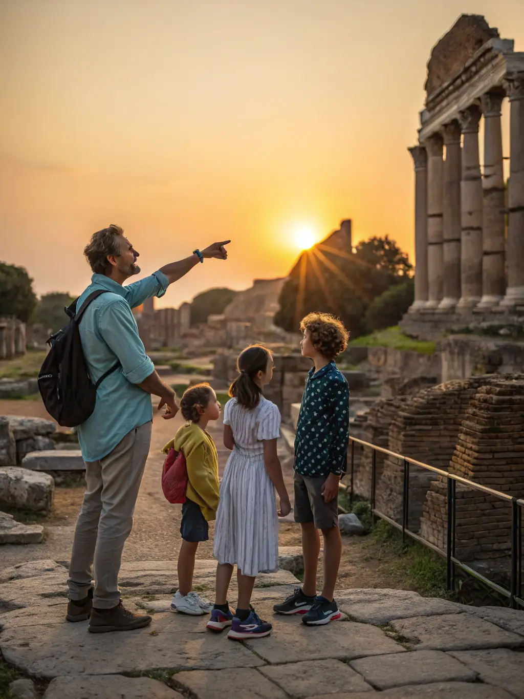 A photograph capturing a guided tour of a historical site in Pons, with a knowledgeable guide explaining the significance of the location to a group of tourists.